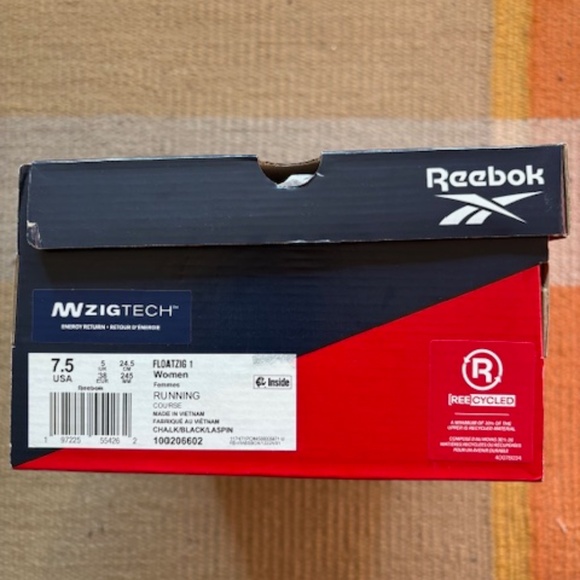 Reebok FloatZig 1 Running Shoes, Women's Size 7.5, Chalk/Black/Laser Pink, NWT - Picture 6 of 6